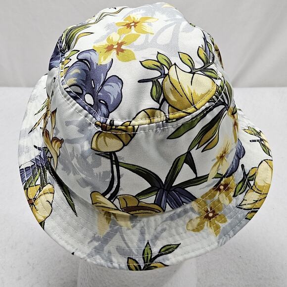 Stussy Paradise Bucket Hat Large / XL Blue Yellow Floral Cap Hawaiian Surf Skate - Picture 4 of 6